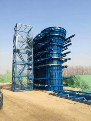 高铁双曲线墩身模板及梯笼